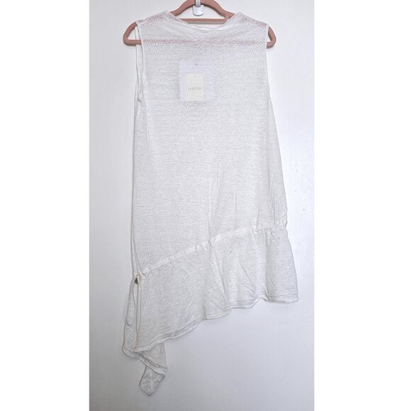 NWT!! Inhabit 100% Linen Asymmetrical Sleeveless Tunic Top Coverup S White - Picture 2 of 9